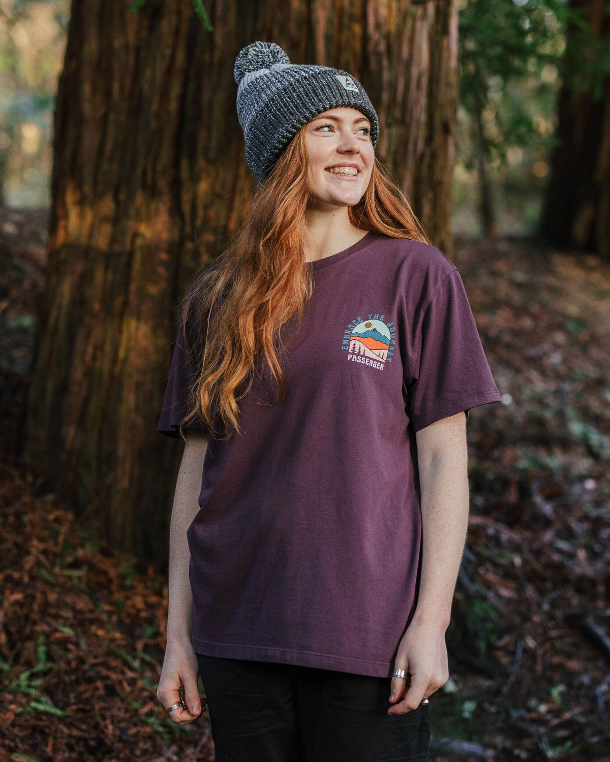 Outlook Oversized T-Shirt - Deep Plum - Lifestyle