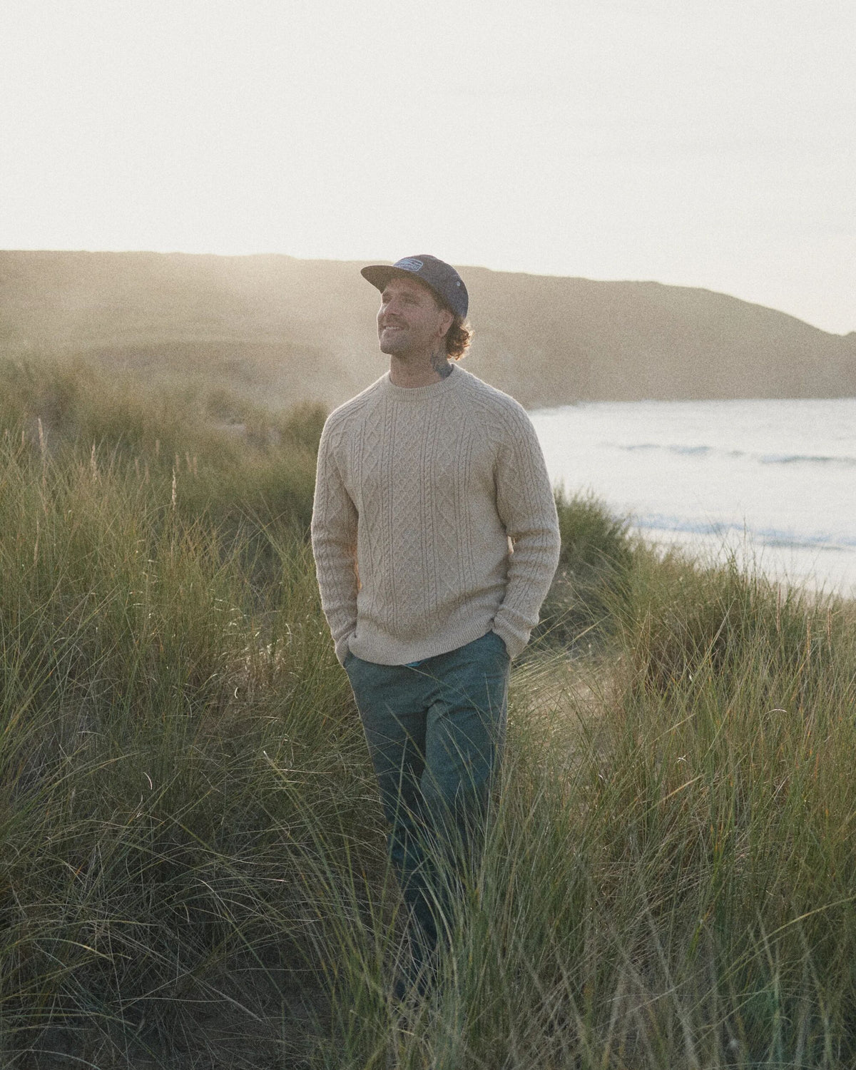 Sandbar Cable Knitted Jumper - Stone - Lifestyle