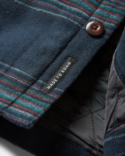Sherwood Check Hooded Overshirt - Black Stripe - Flatlay