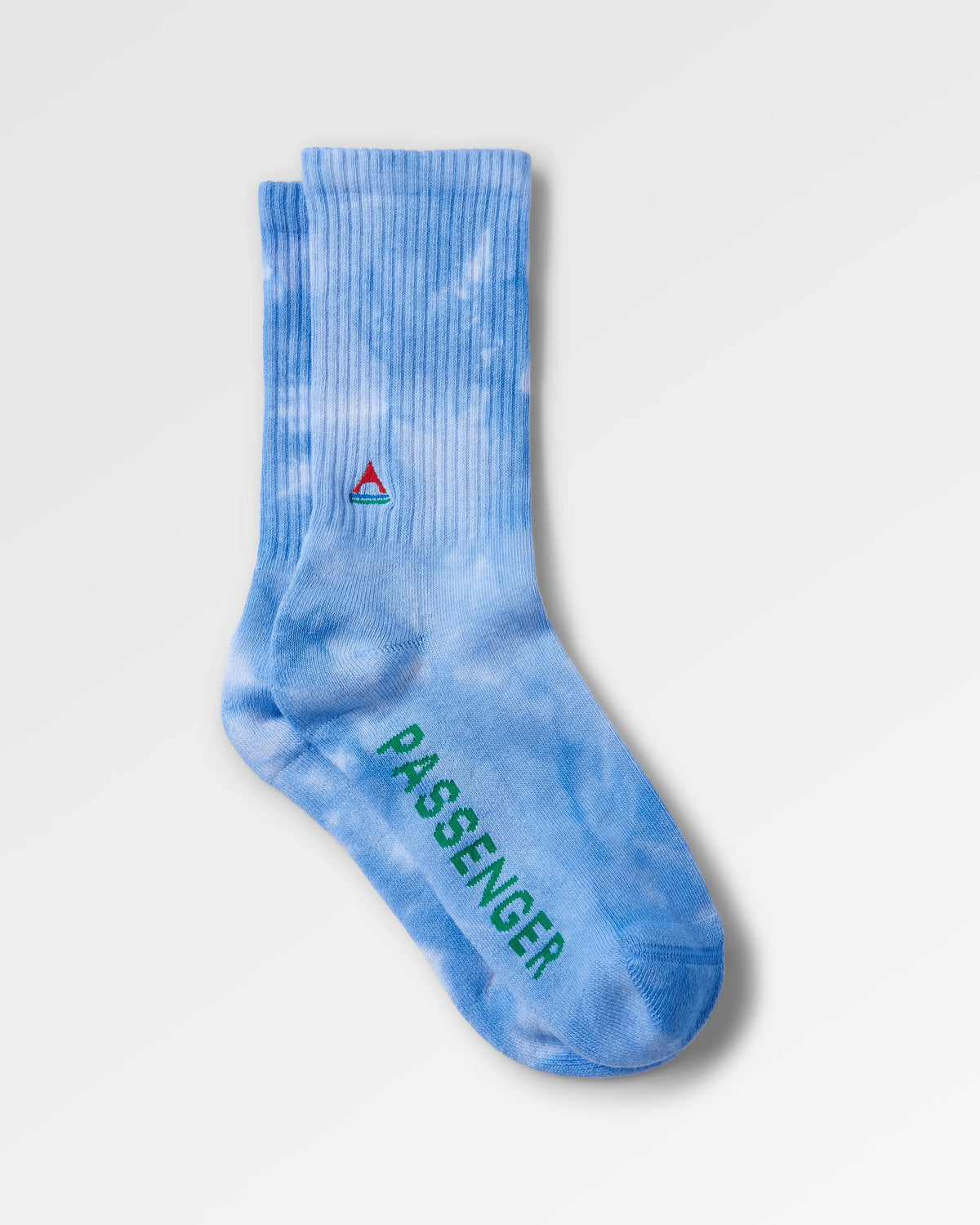 Mid-weight Crew Socks - Tie Dye Cornflower - Flatlay