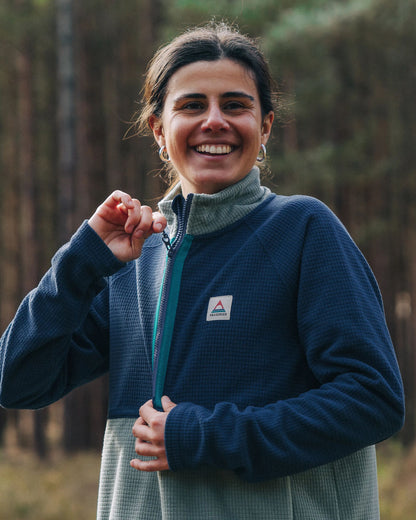Off Trail Grid Polar Fleece - Pistachio/Dark Denim - Lifestyle