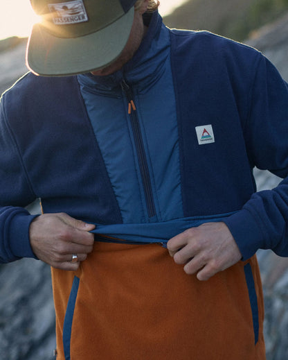 Woodland Hoodless Polar Fleece - Rich Navy/Sunset Orange - Lifestyle