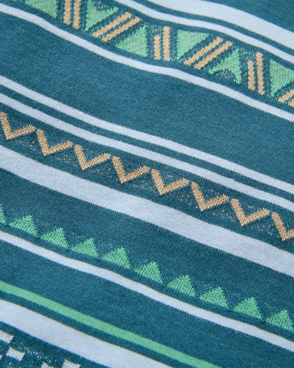 Mellower Jacquard T-Shirt - Geo Stripe Mediterranean - Flatlay