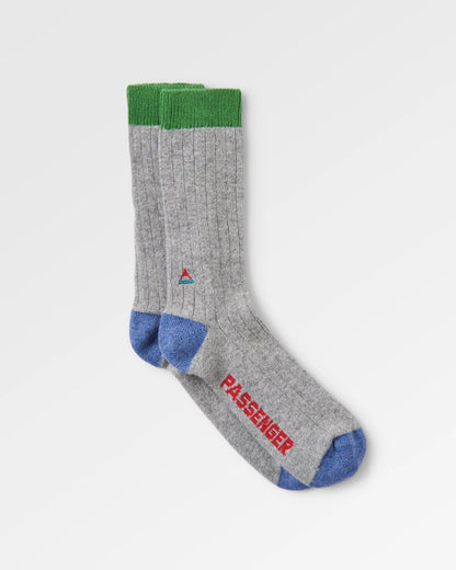Koa Crew Sock - Grey Marl - Flatlay