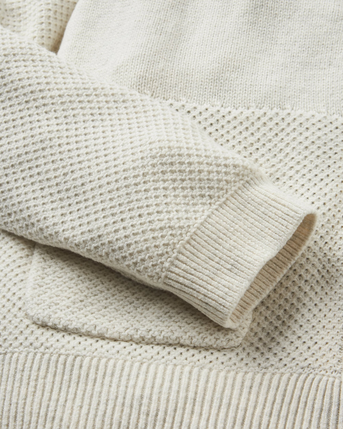Cove Full Zip Knitted Hoodie - Off White - Flatlay
