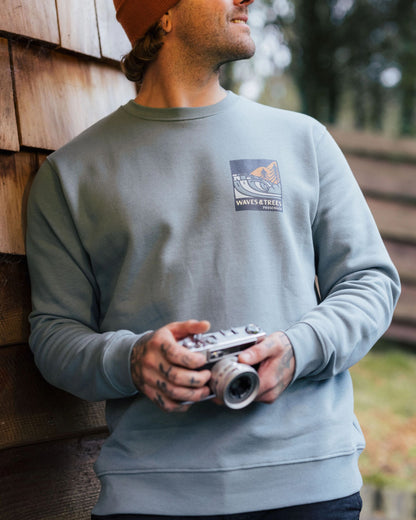 Waves & Trees Cotton Sweatshirt - Stormy Sea - Lifestyle