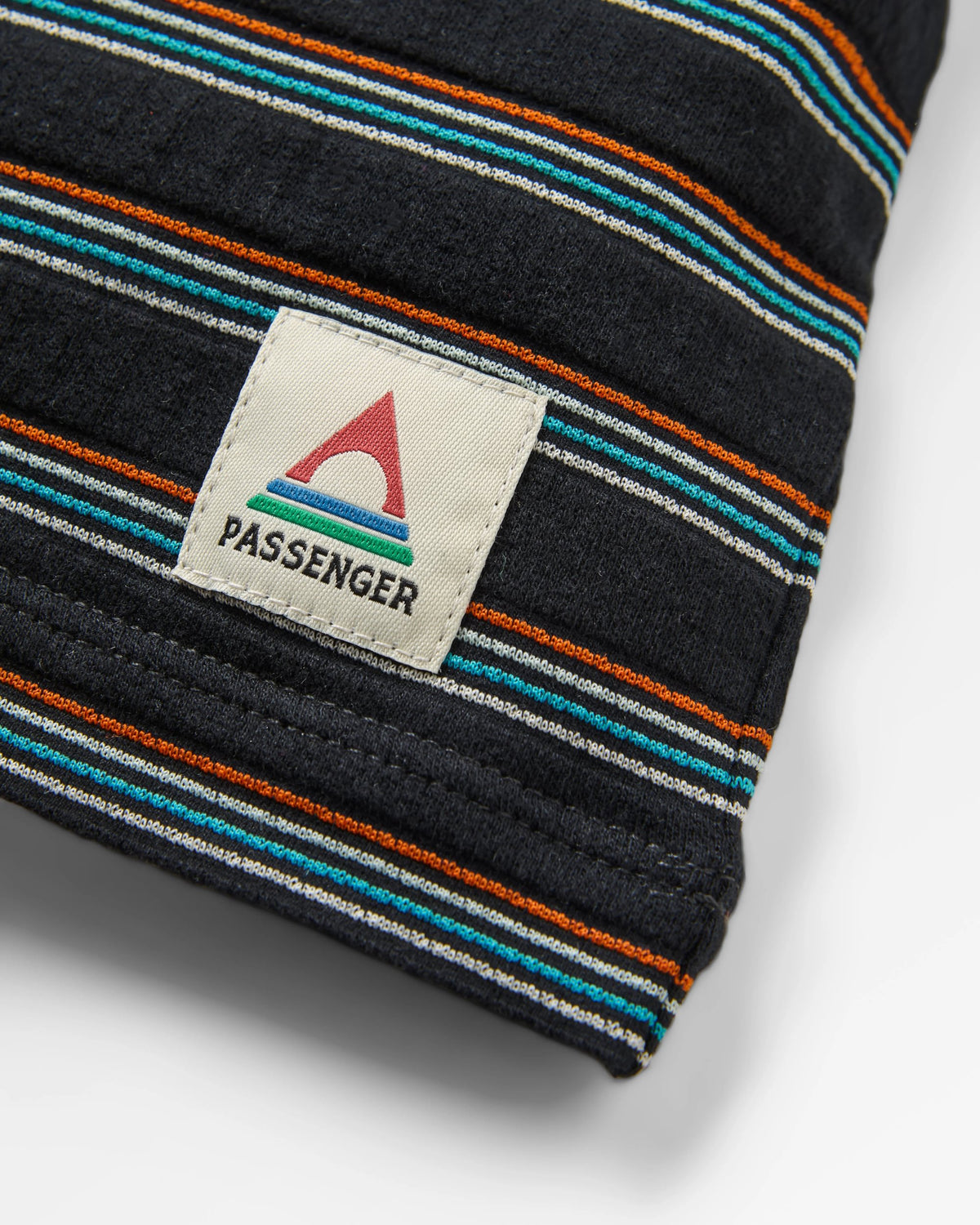 Retro Vibes Cotton T-Shirt - Black Multi Stripe - Flatlay