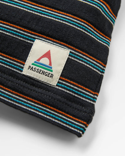 Retro Vibes Cotton T-Shirt - Black Multi Stripe - Flatlay