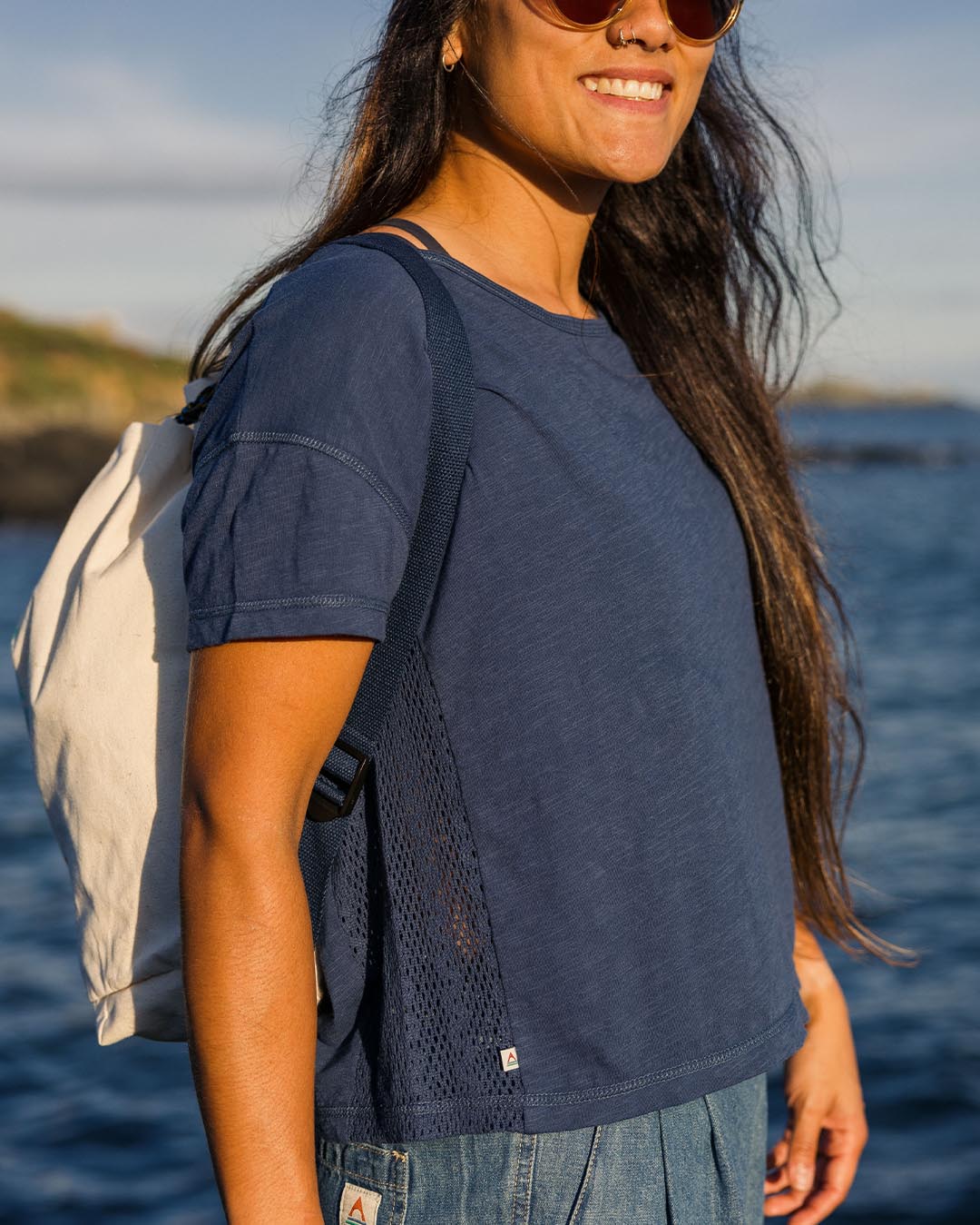 Magnolia Crochet Trim T-Shirt - Dark Denim - Lifestyle