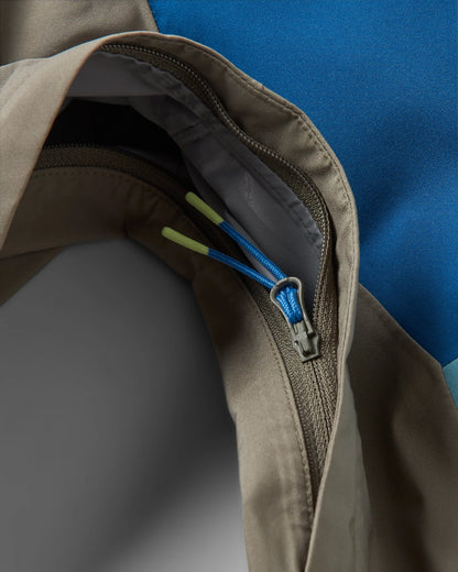 Downpour Waterproof Jacket - Tidal Blue/Arctic/Dusty Olive - Flatlay