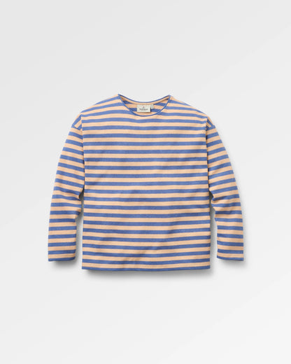 Panorama Striped LS T-Shirt - Faded Denim/Orange Peach Stripe - Flatlay