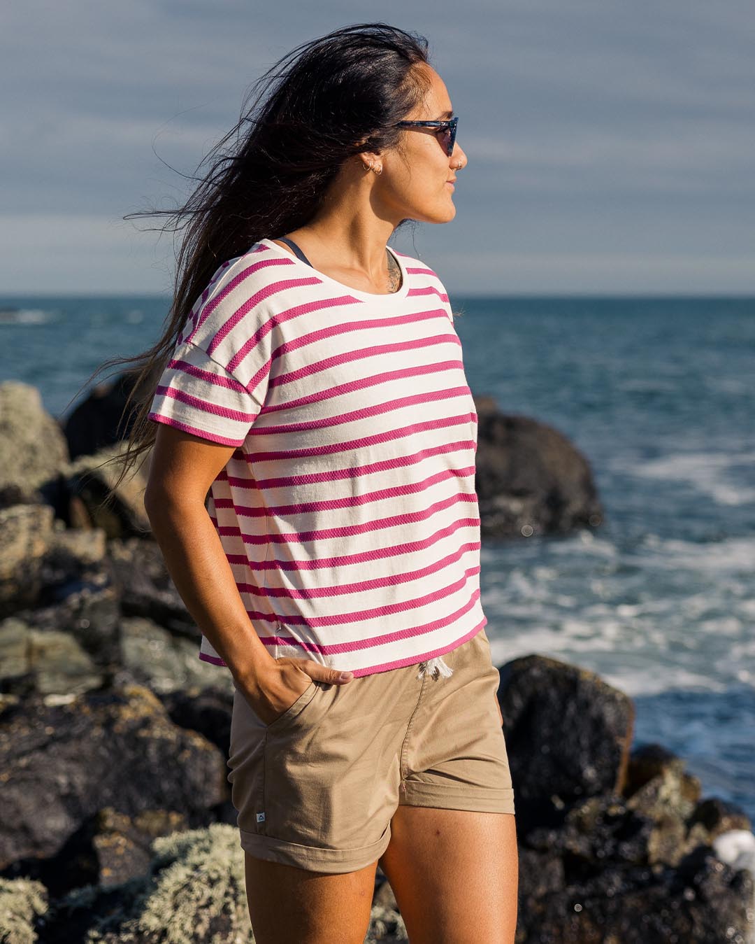 Skye Stripe T-Shirt - Fuchsia - Lifestyle