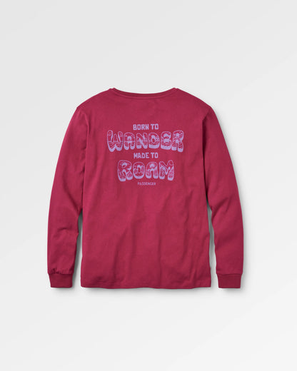 Woodcut LS T-Shirt - Cranberry - Flatlay