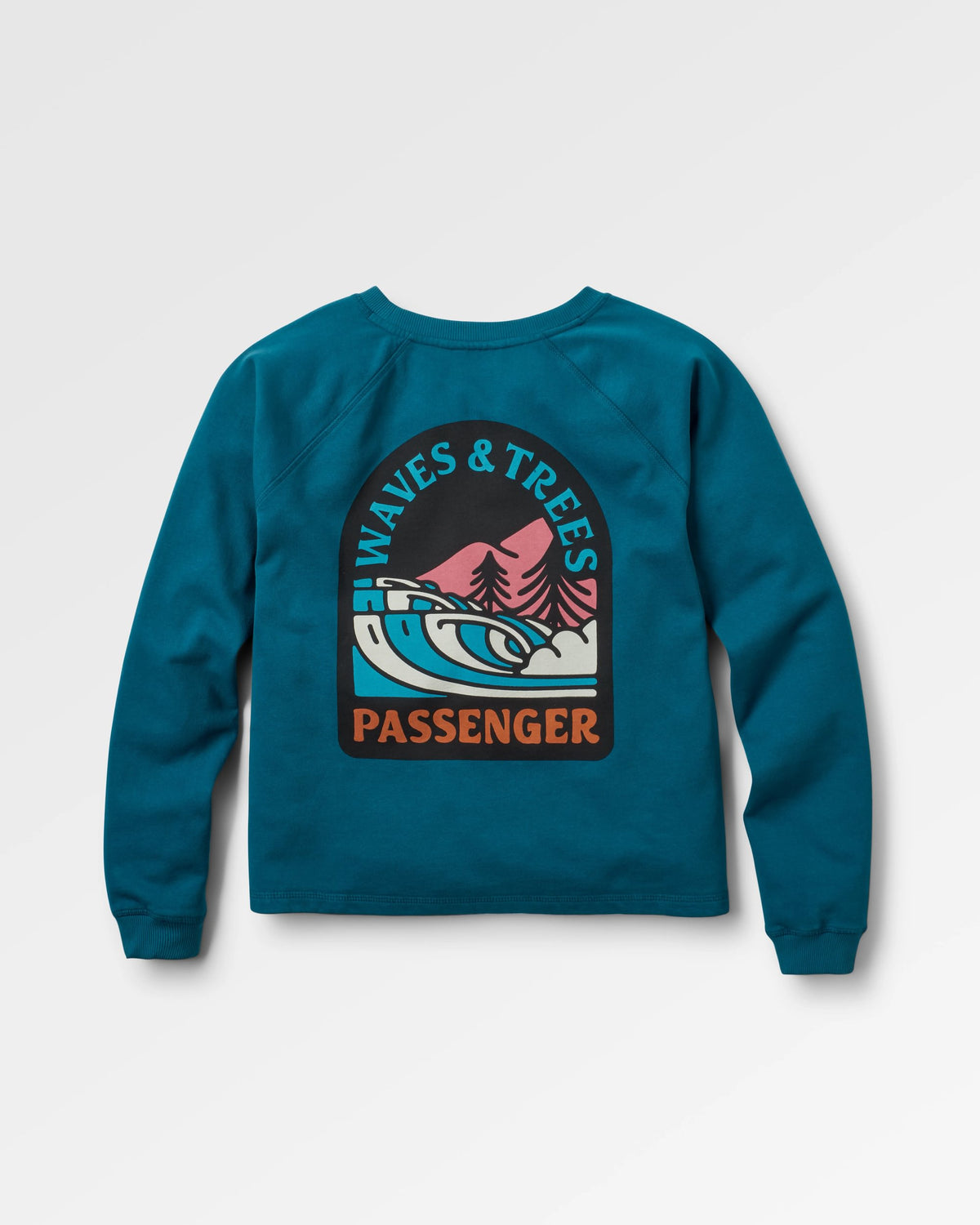 Waves & Trees Sweatshirt - Tidal Blue - Flatlay