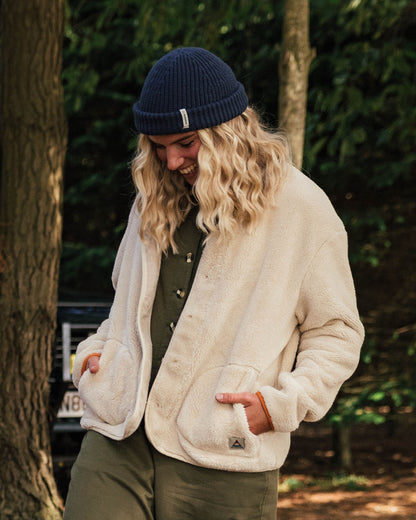Iris Collarless Fleece Jacket - Oatmeal - Lifestyle