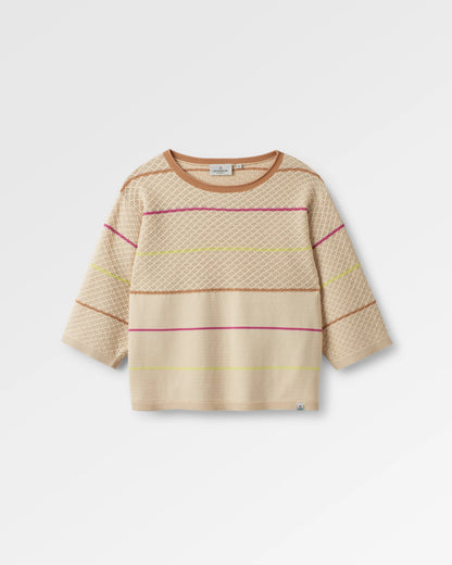 Migrate Knitted Jumper - Oat Multi Stripe - Flatlay