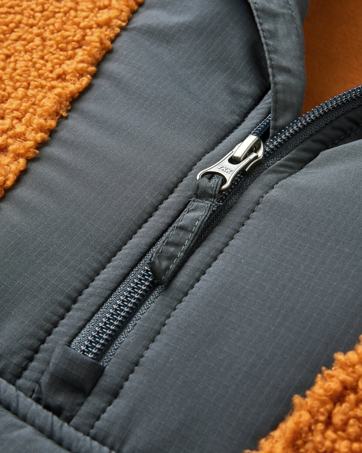 Woodland Polar-lined Sherpa Fleece - Retro Orange - Flatlay