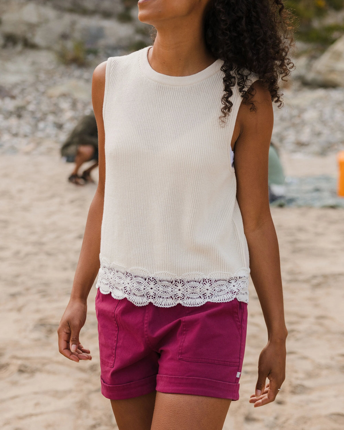 Vintage Knitted Vest - Birch - Lifestyle