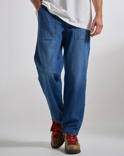 Adventurer Denim Trouser - Mid Wash Denim - Studio Model