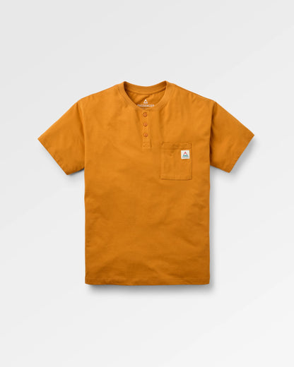 Heritage Relaxed Fit Henley T-Shirt - Retro Orange - Flatlay
