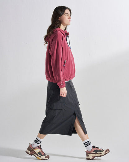 Ayla Micro Polartec® Hooded Fleece - Maroon - Studio Model