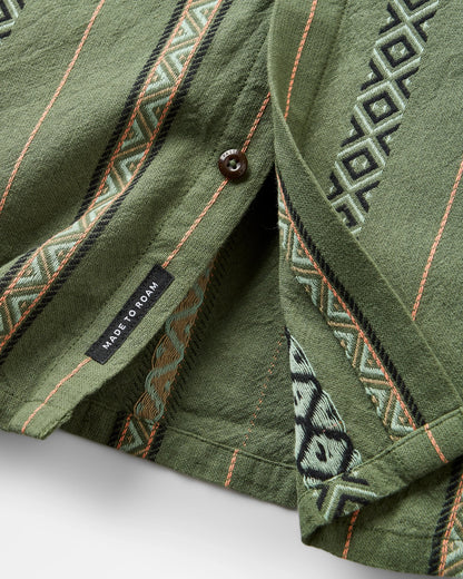 Chill Textured Short Sleeve Shirt - Wild Green Stripe - Flatlay