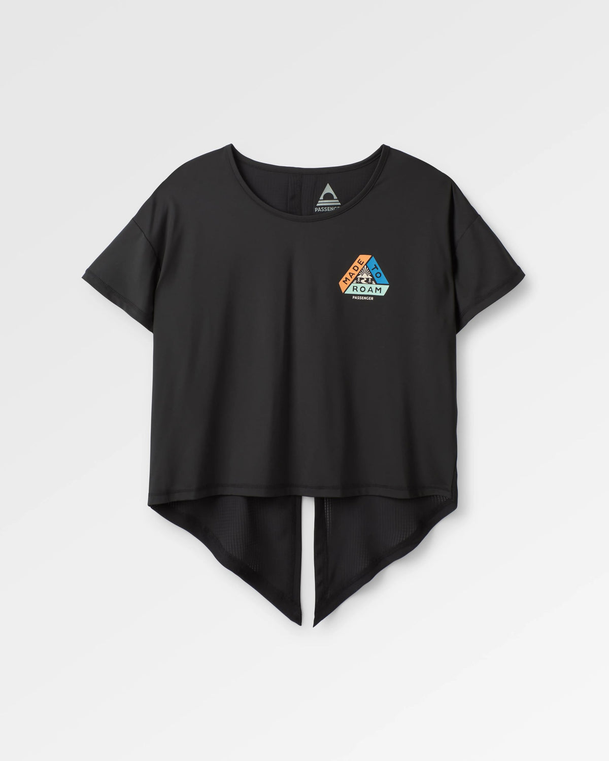 Chakra Tie Back Active T-Shirt - Black - Flatlay