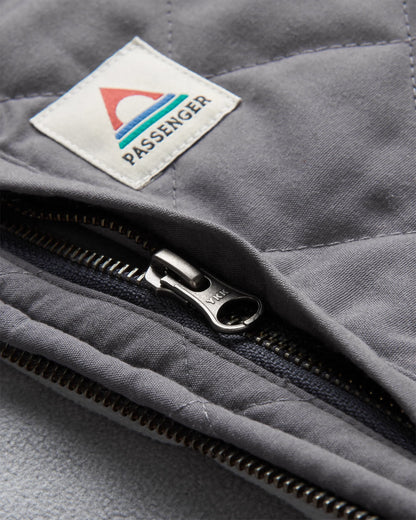 Tidal Full Zip Cotton Hoodie - Charcoal Marl - Flatlay