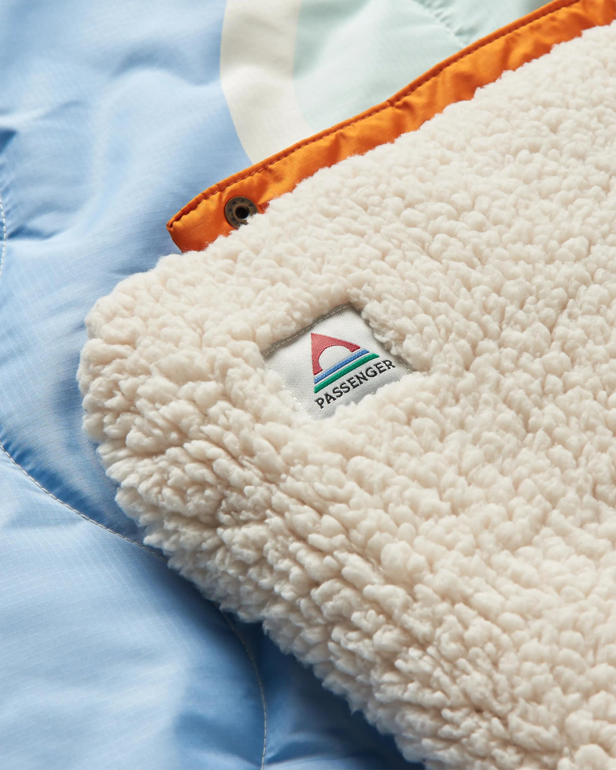Cabin Sherpa Blanket - Cornflower - Flatlay