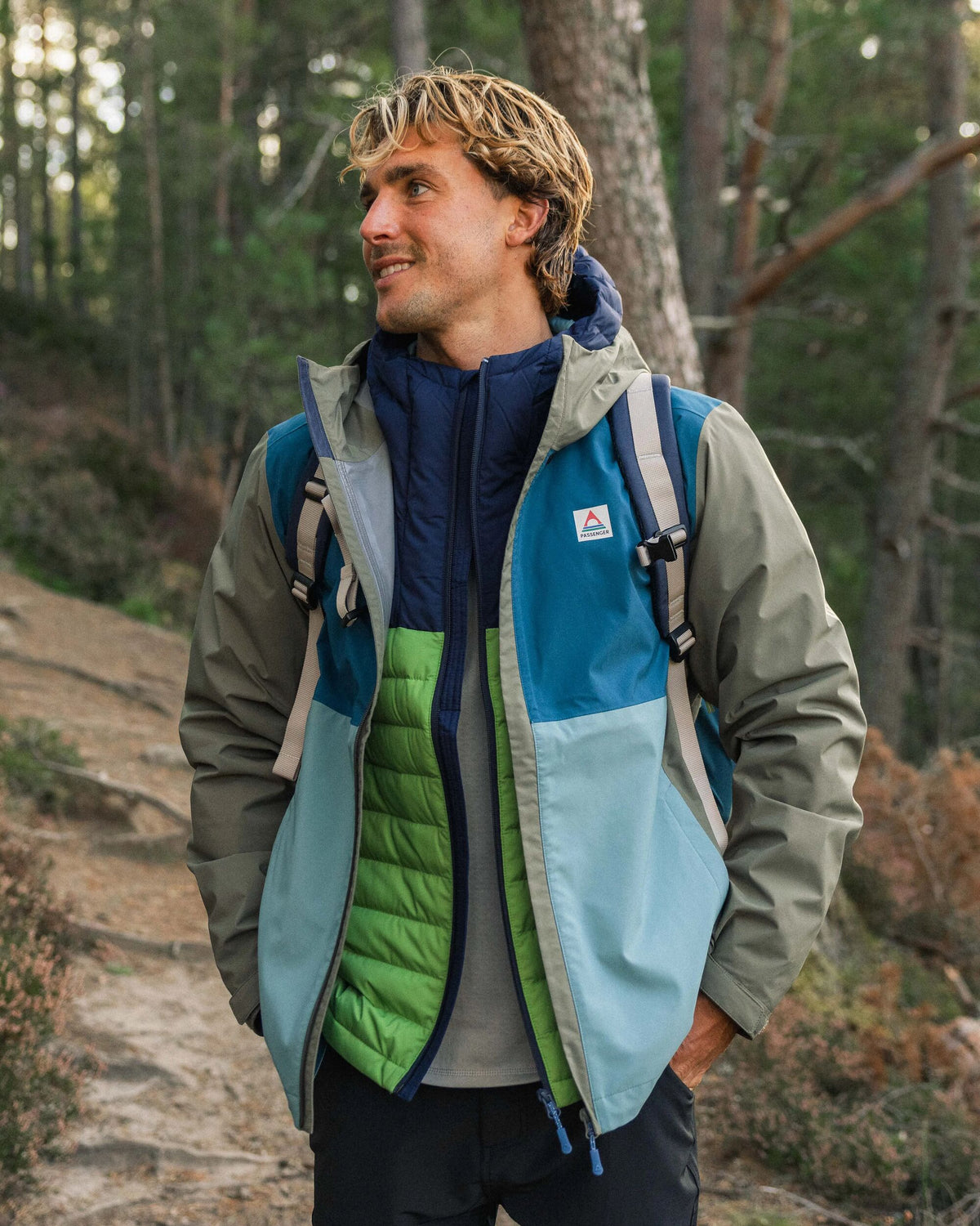 Downpour Waterproof Jacket - Tidal Blue/Arctic/Dusty Olive - Lifestyle