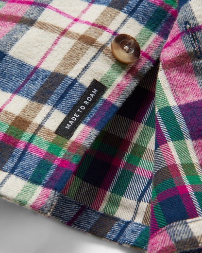 Rustic Cotton Heavyweight Overshirt - Off White Check - Flatlay
