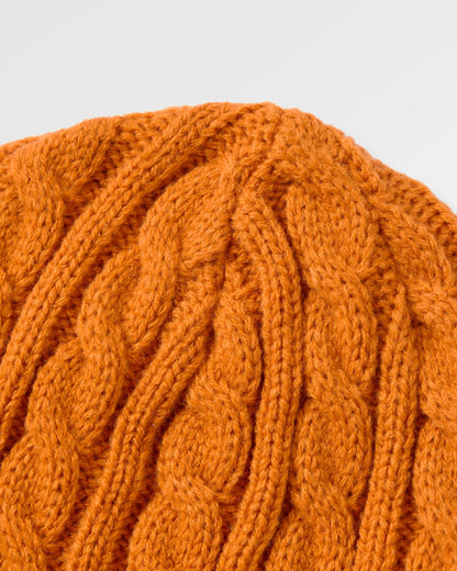 Fireside Cable Knit Beanie - Retro Orange - Flatlay