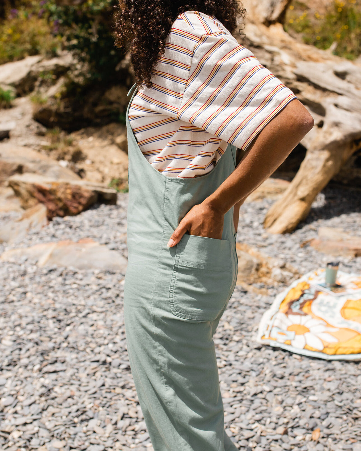 Meadows Cotton Dungarees - Pistachio - Lifestyle