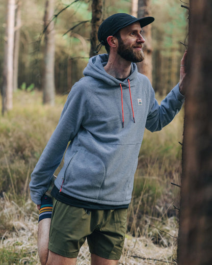 Point Grid Polar Fleece Hoodie - Grey Marl - Lifestyle