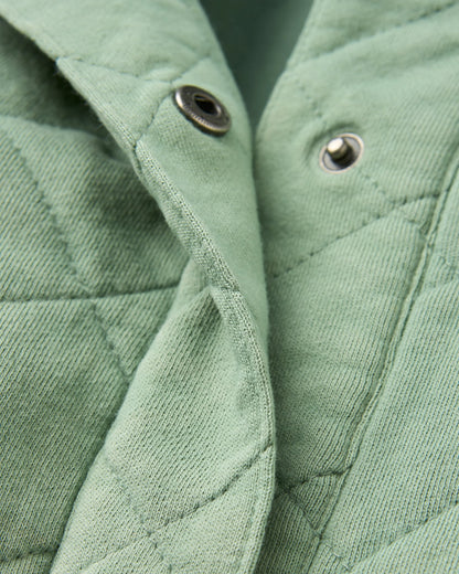 Clementine Quilted Popper Up Hoodie - Pistachio - Flatlay