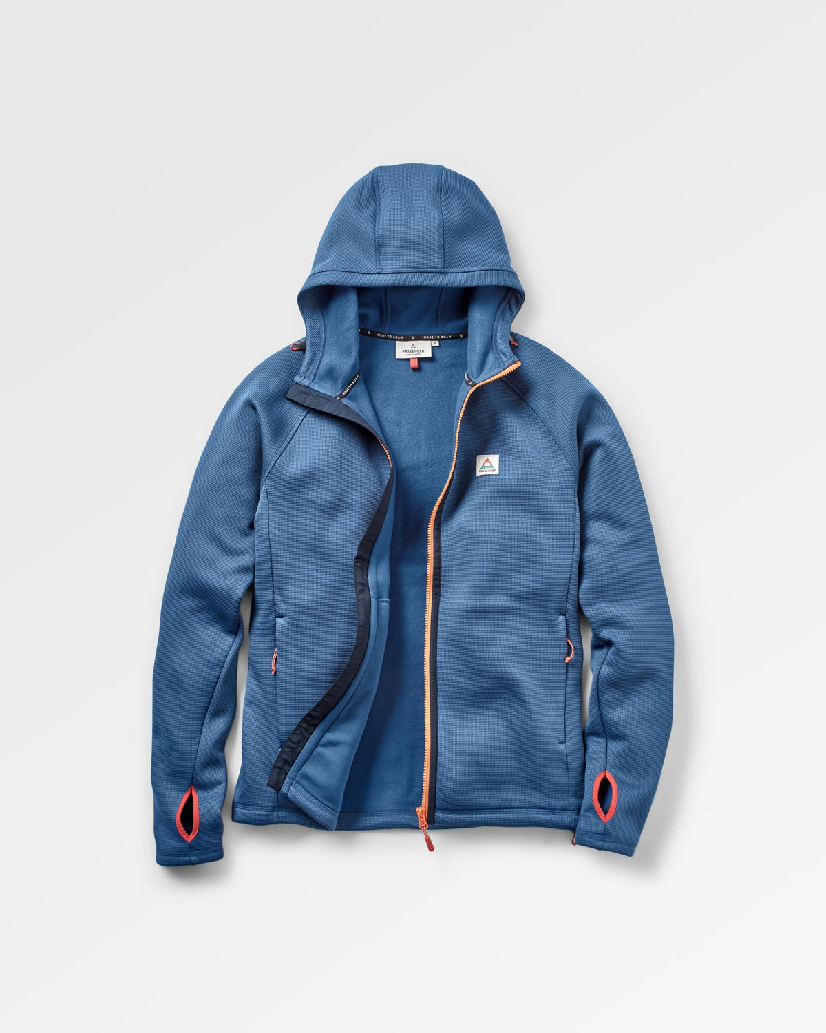 Vertical Full Zip Hooded Fleece - Dark Denim - Flatlay