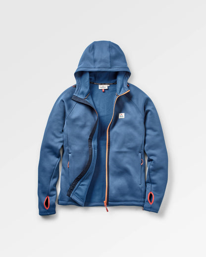 Vertical Full Zip Hooded Fleece - Dark Denim - Flatlay