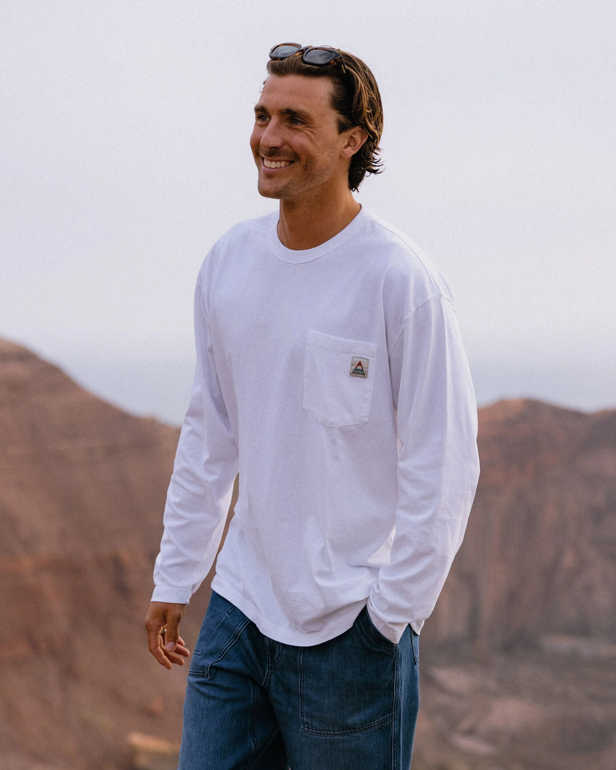 Heritage Relaxed Fit LS T-Shirt - White - Lifestyle