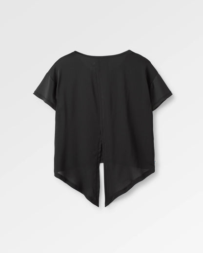 Chakra Tie Back Active T-Shirt - Black - Flatlay