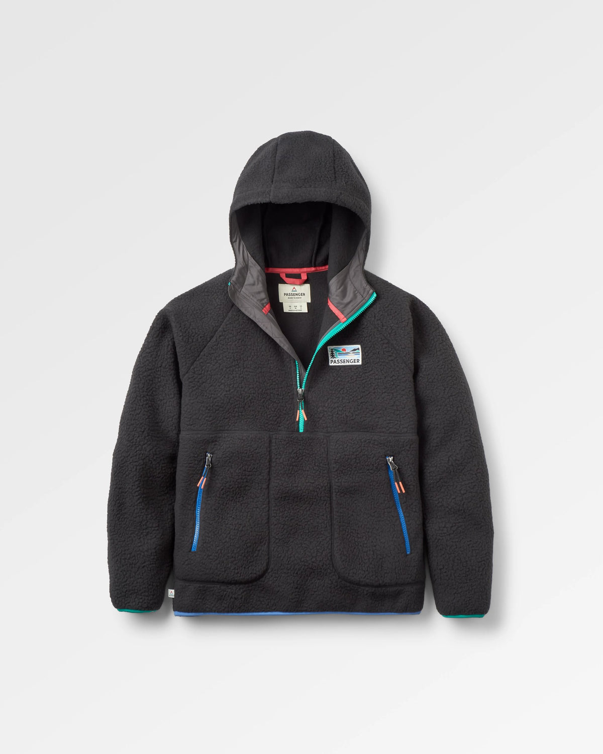 Maine 1/2 Zip Sherpa Fleece - Black - Flatlay