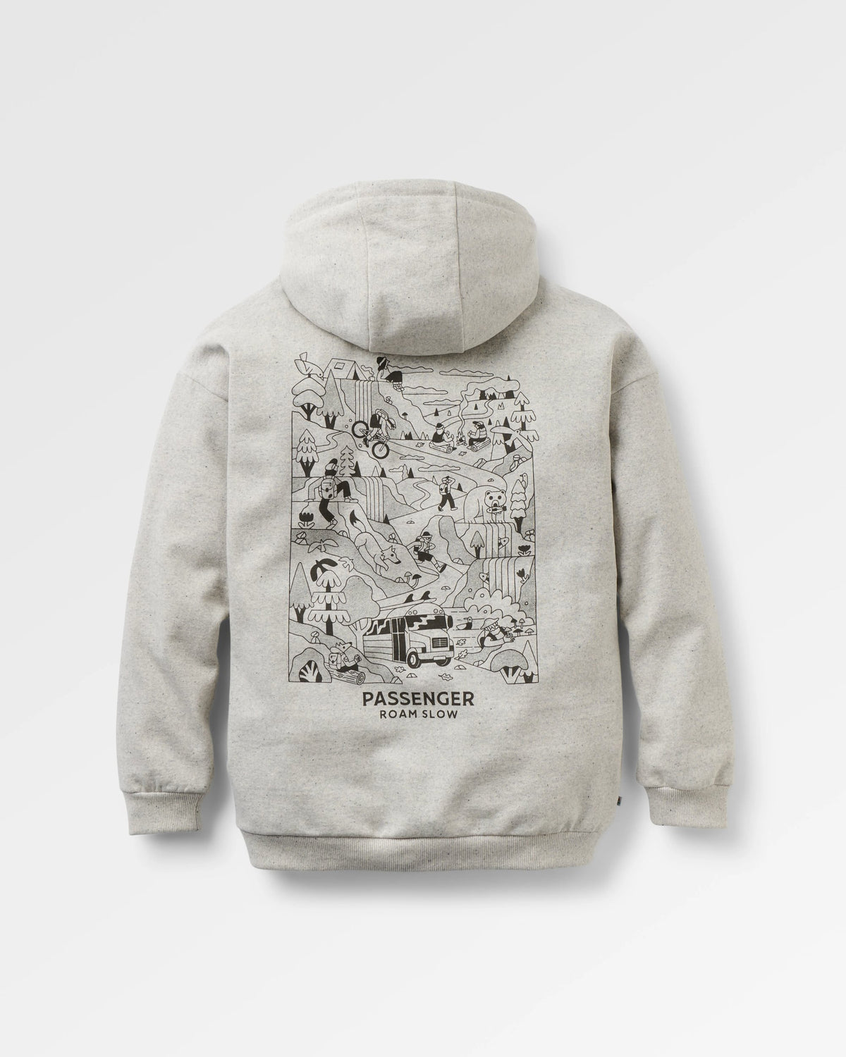 Roam Slow Women's Cotton Hoodie - Light Grey Marl - Flatlay