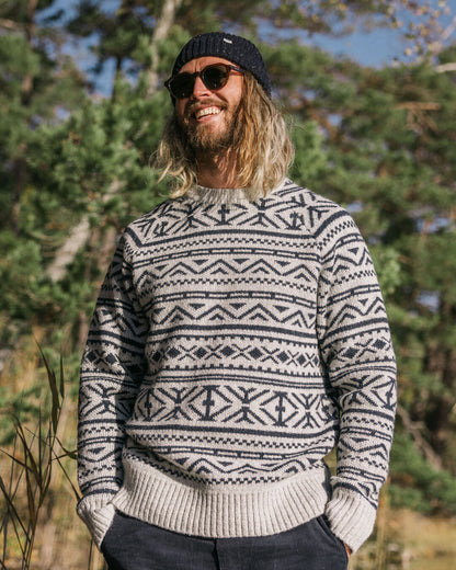 Cutback Fairisle Knitted Jumper - Grey Marl - Lifestyle