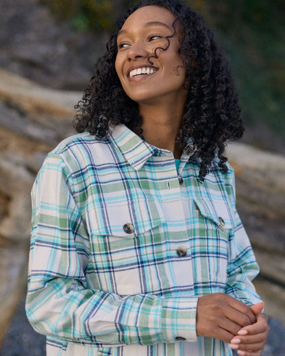 Stella LS Shirt - Vintage White/Stem Green Check - Lifestyle