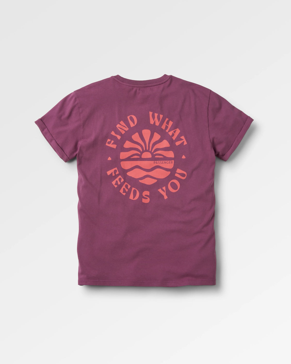 Discovery Rolled Sleeve T-Shirt - Berry - Flatlay