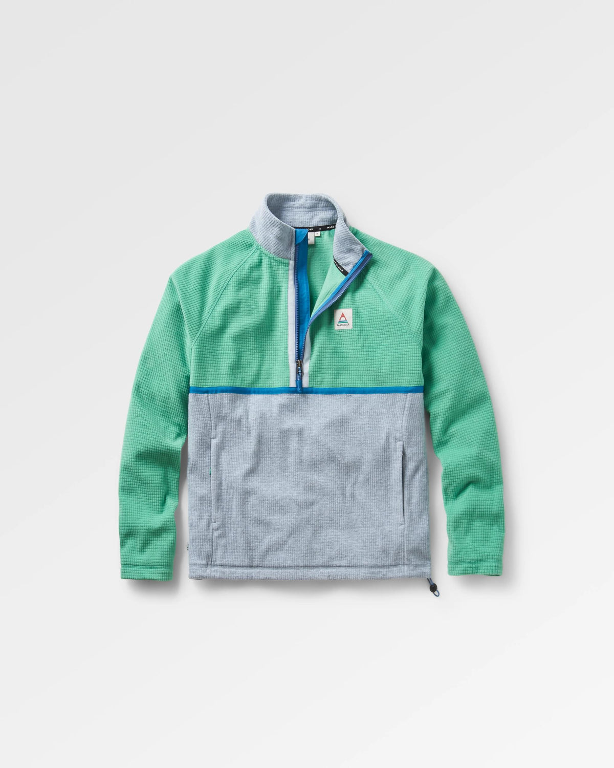 Overlook Grid Polar Fleece - Green Spruce/Grey Marl - Flatlay