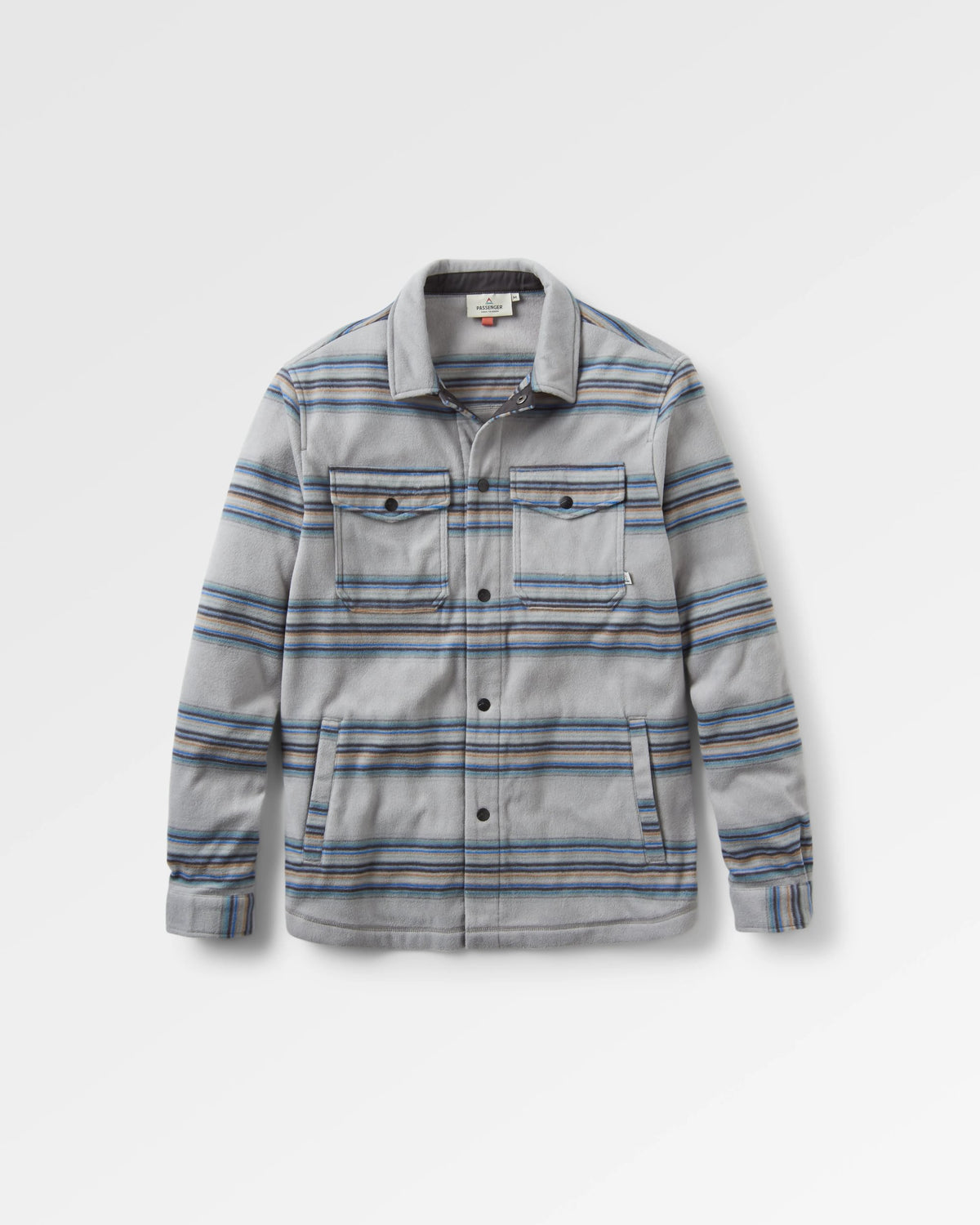 Maple Polar Fleece Shirt - Steel Grey Stripe - Flatlay