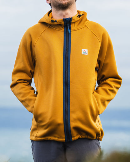 Vertical Full Zip Hooded Fleece - Dusty Ochre - Lifestyle