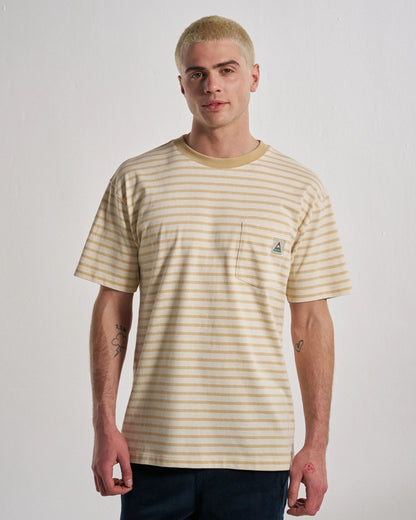 Zen Relaxed Fit T-Shirt - Stone Stripe - Studio Model