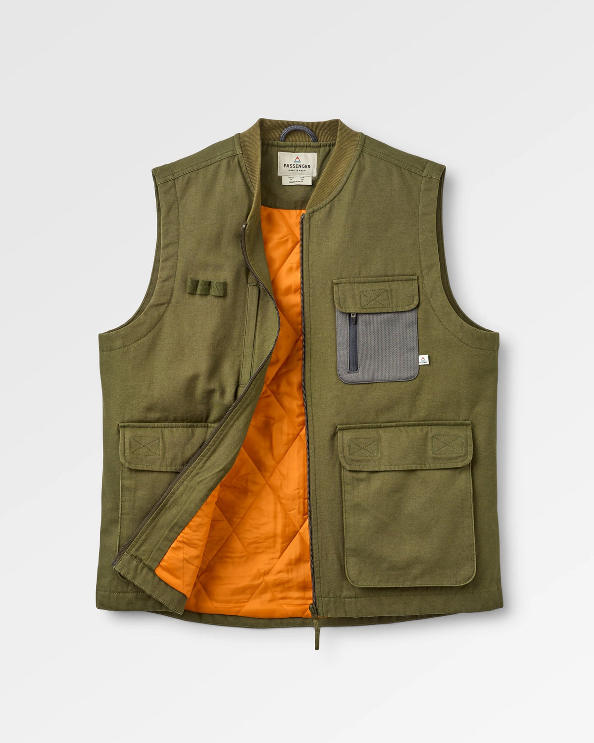 Explorers Cotton Canvas Gilet - Khaki - Flatlay
