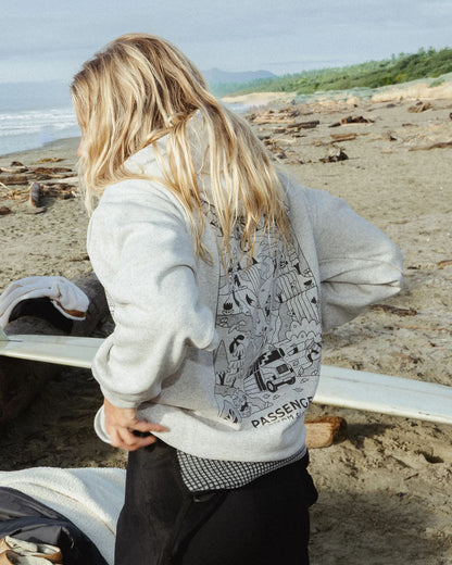 Roam Slow Women's Cotton Hoodie - Light Grey Marl - Lifestyle